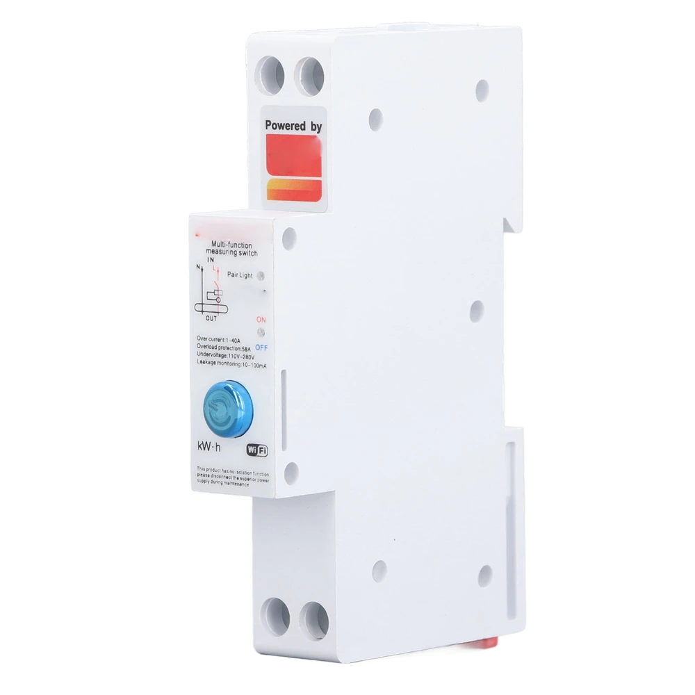 WIFI Metering Circuit Breaker 2P 58A Remote Control Timed Switching Smart Leakage Switch AC 110‑280V