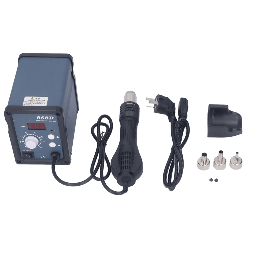 Hot Air Gun Soldering Station Digital Display Quiet Non Static for Desoldering SMD Rework 858D 700W AC220V AU Plug