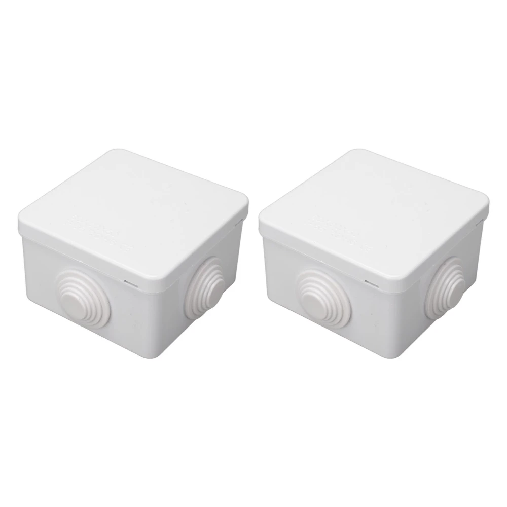 2Pcs Junction Box IP55 Waterproof Dustproof ABS Plastic Outdoor Electric Project Housing Case with Rubber Stopper