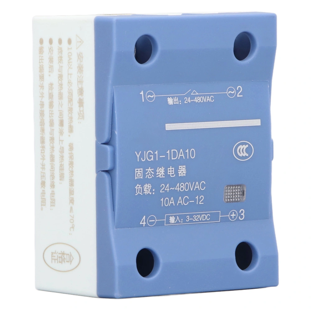 Single Phase Solid State Relay 3 to 32VDC Input 24 to 480VAC Output Solid State Voltage Regulator 10A