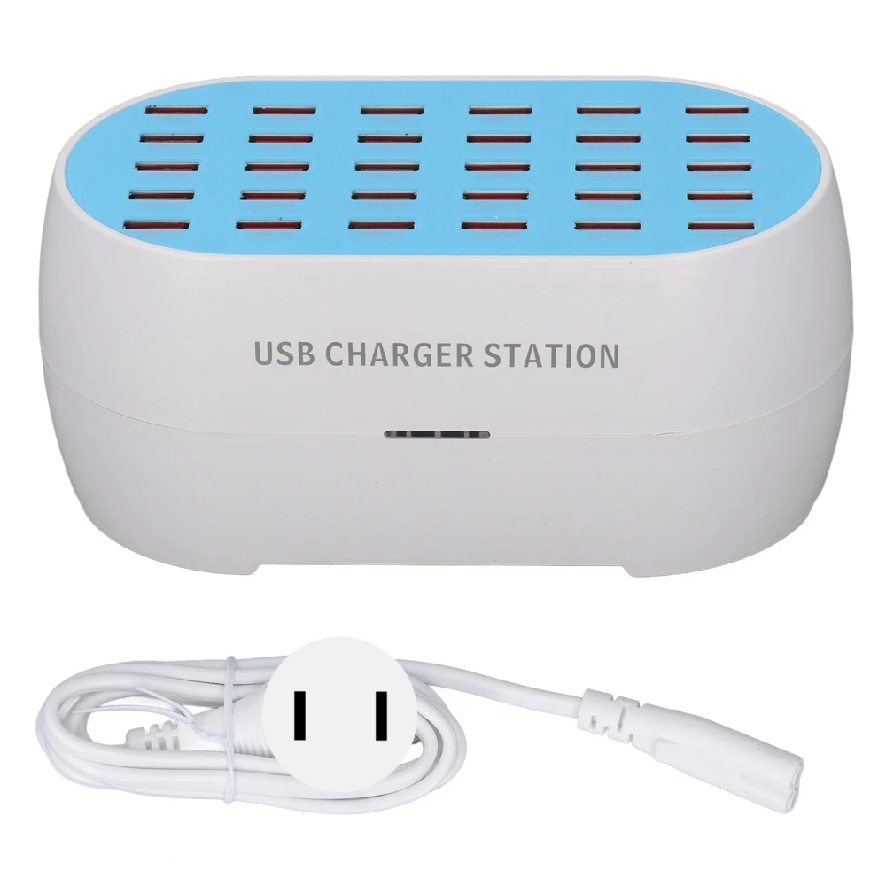 30 Port USB Charger Station 160W Intelligent Fast Charging High Safety USB Charging Station 100‑240V US Plug