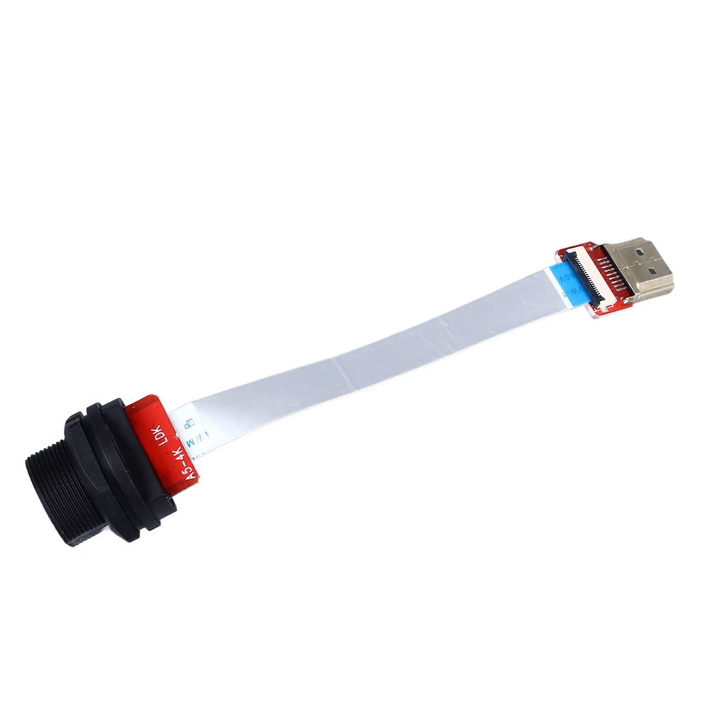 Threaded Back Panel Mount Female to Male Socket HD Multimedia Interface Soft FPC Extension Cable 0.1m Line