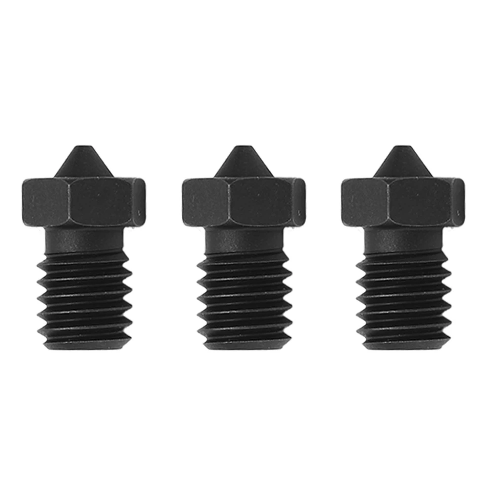 3 Pcs 3D Printer Nozzle 0.4mm M6x12.5mm High Temperature Resistance Hardened Steel Nozzle for V6