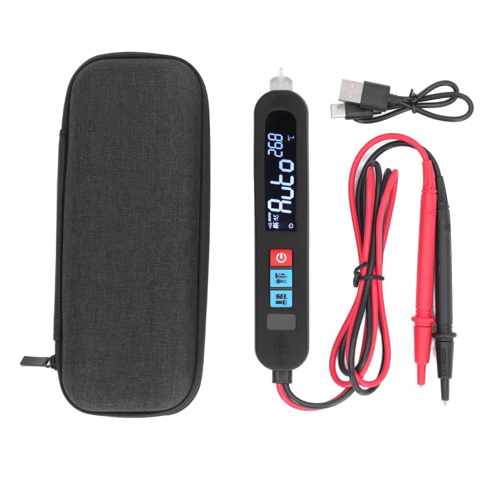 Digital Multimeter LCD Color Display Electrical Tester Pen for Diode Voltage Resistance Detection Built in Battery