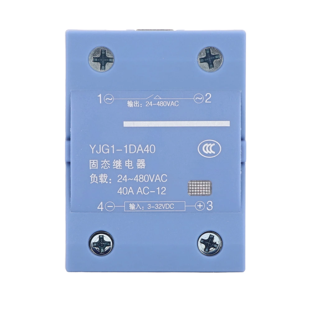 Solid State Relay 40A Single Phase DC 3‑32V Input AC 24‑480V Output SSR for Machine Equipment