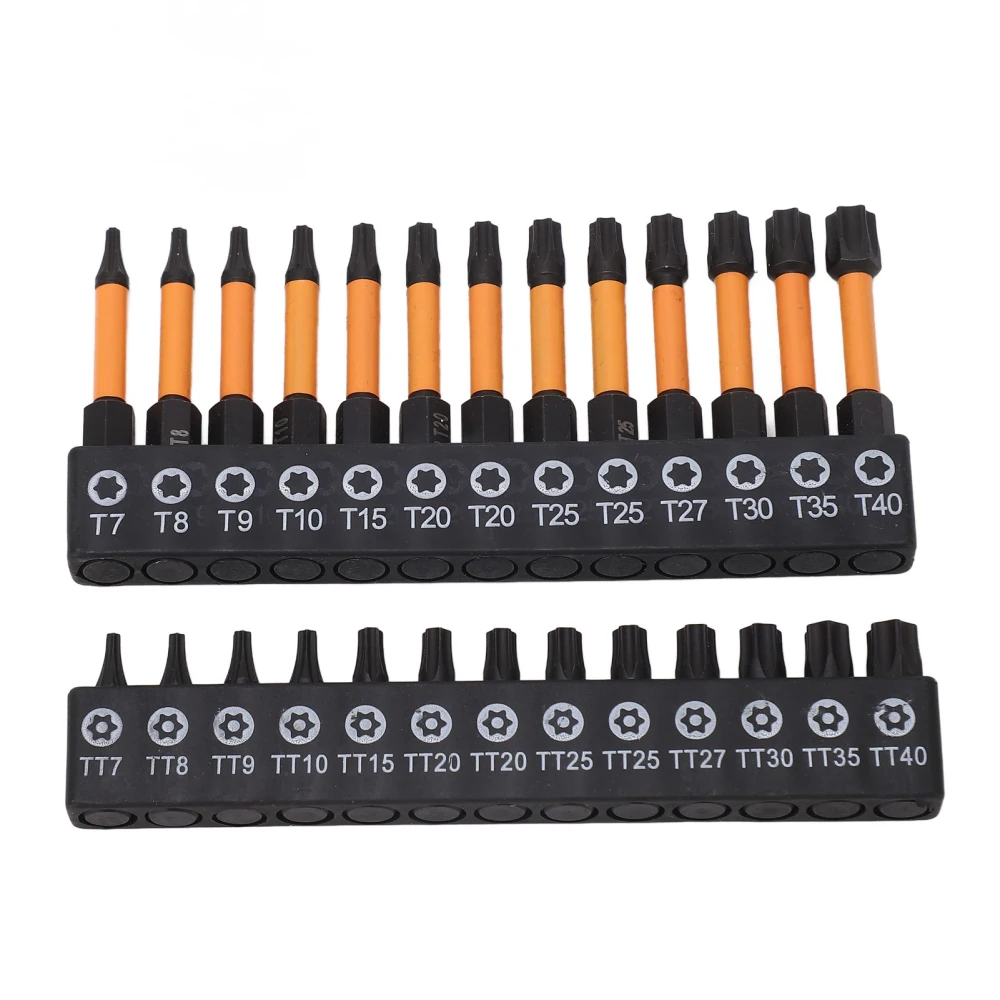 26Pcs Screwdriver Bit Star S2 Alloy Steel 1/4in Hex Shank Screwdriver Bit for Maintenance