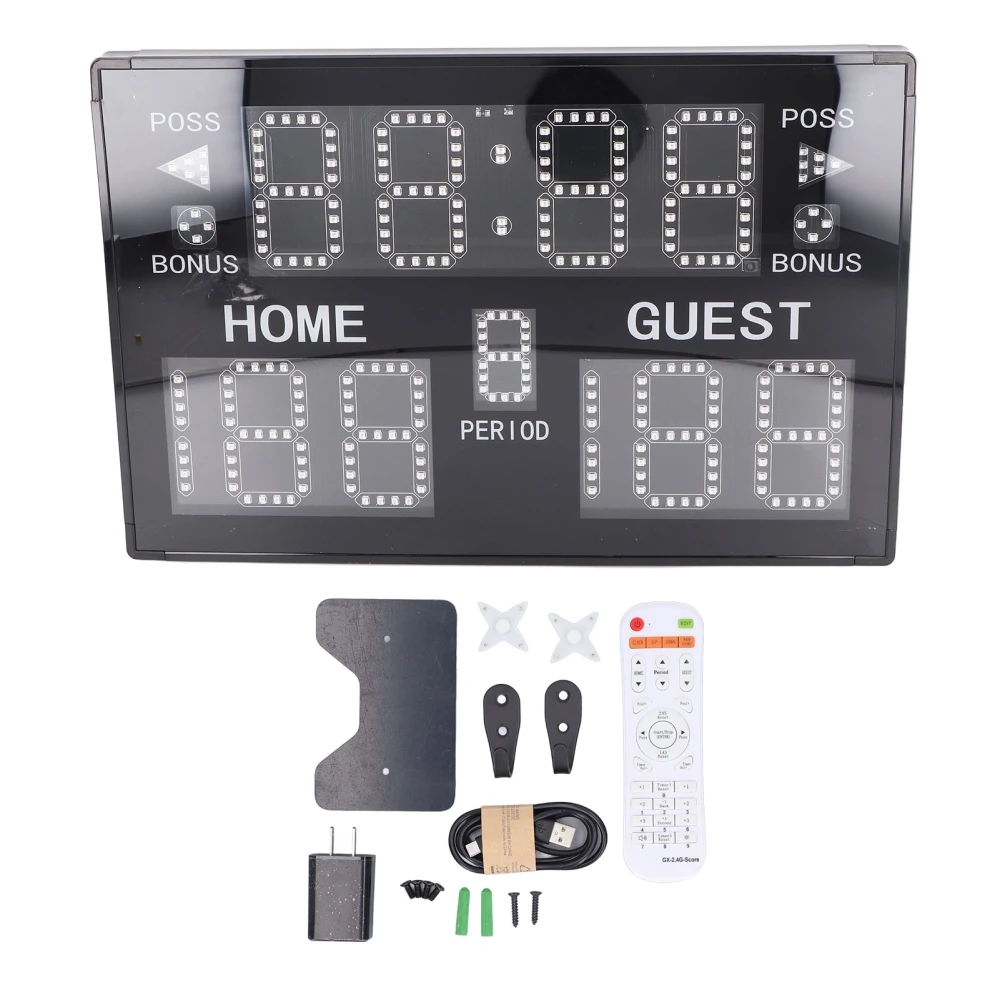 Digital Basketball Scoreboard 11 Digit LED Display Electronic Score Keeper with Remote Control for Competition 100‑240V US Plug