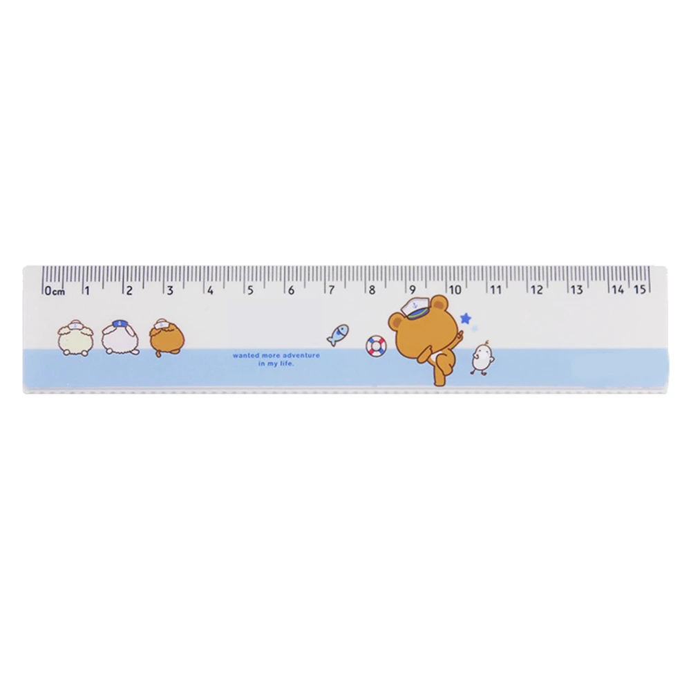 15cm Ruler Plastic Cartoon Pattern Wave Edge Straight Ruler for Students Children School Office Measuring