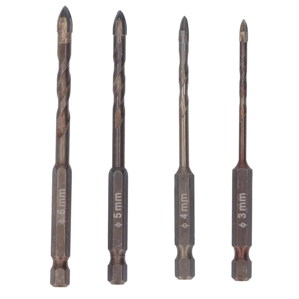 4PCS Set Masonry Drill Bit 3mm 4mm 5mm 6mm Concrete Drill Bit Set for Tile Slate Glass Plastic Perforation