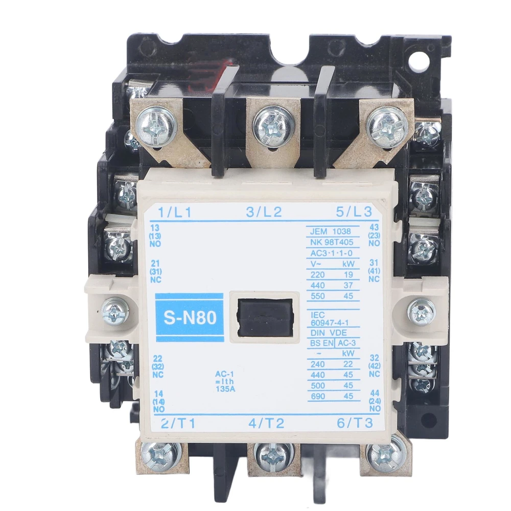 AC Contactor 3 Pole 4NO 4NC Motor Contactor with Auxiliary Contact for Factories Commercial Buildings 50 60HZ 135A 200‑240V