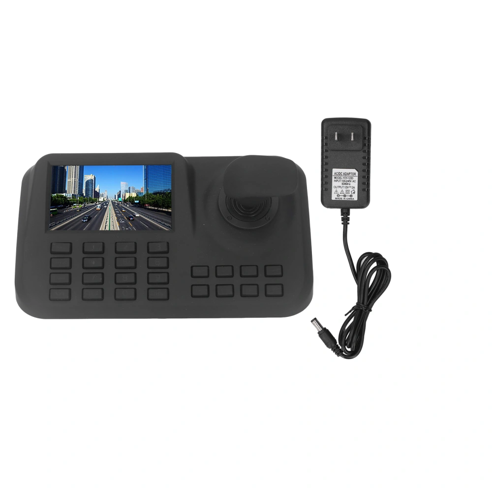 PTZ Camera Controller 5 Inch HD Display 3D Joystick Network Camera Control Keyboard 100‑240V US Plug