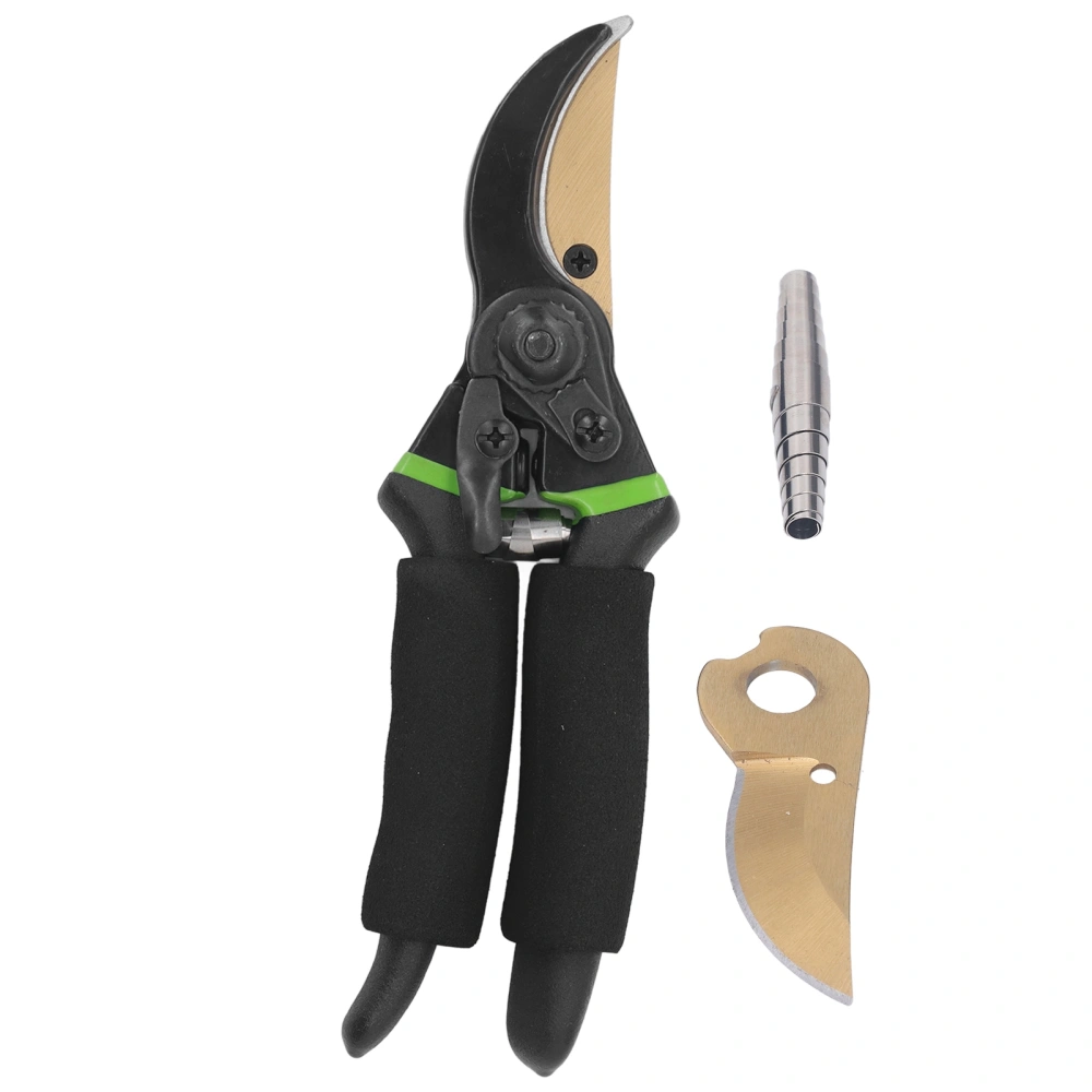 Pruning Shears Garden Professional Ti Tree Trimming Bypass Hand Pruner 8.6in Green with Sheath Blade Spring