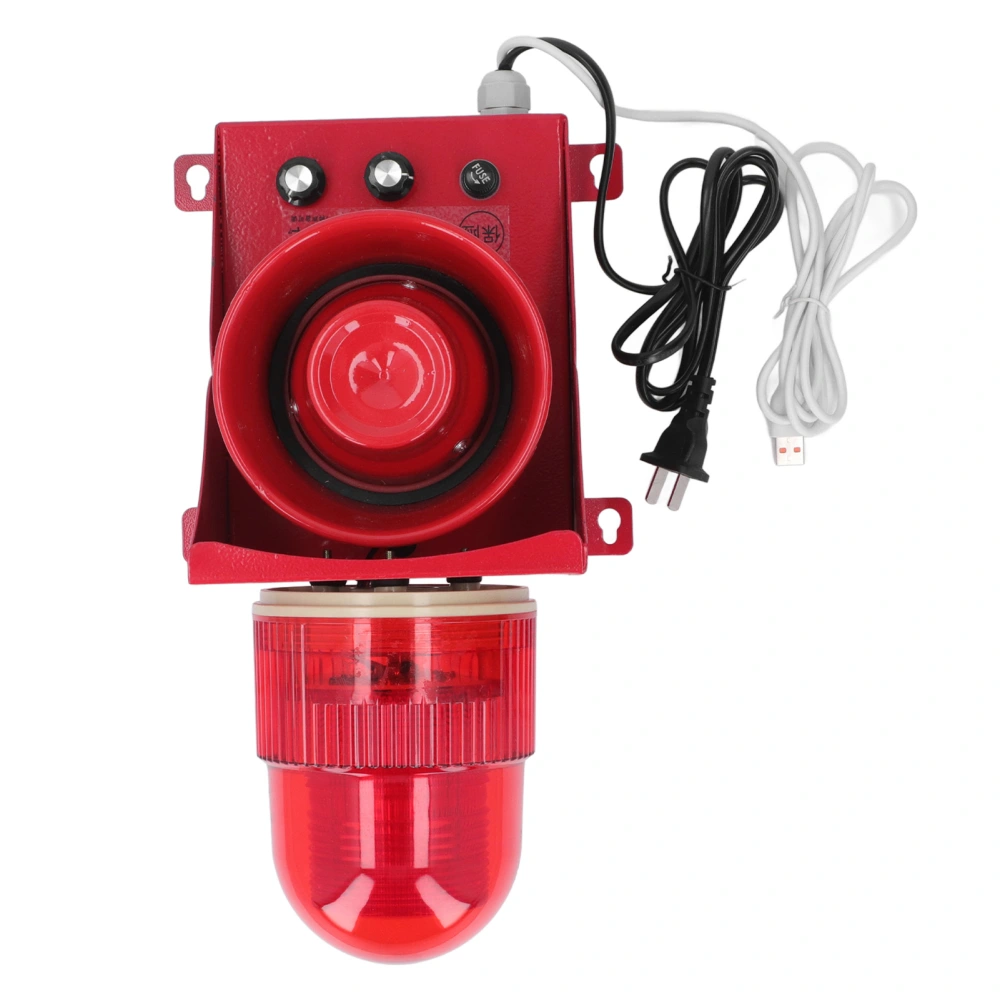 Industrial Siren Alarm 40W 130dB High Decibel Strong Brightness IP65 Waterproof LED Strobe Horn Alarm CN Plug 220V