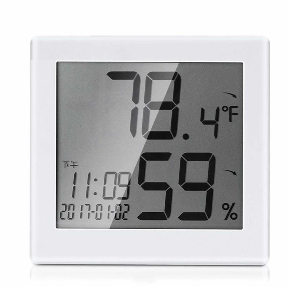 Digital Temperature Humidity Meter Gauge Indoor Desktop Electronic Thermometer Hygrometer White