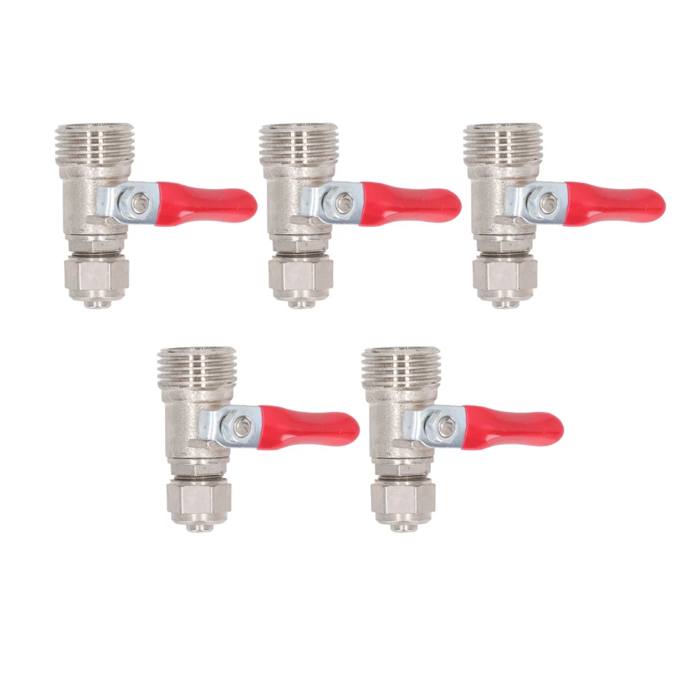 5PCS Straight Ball Valve 4/5in to 2/5in Tubing Valve Zinc Alloy Shut Off Valve for Household Water Purifier