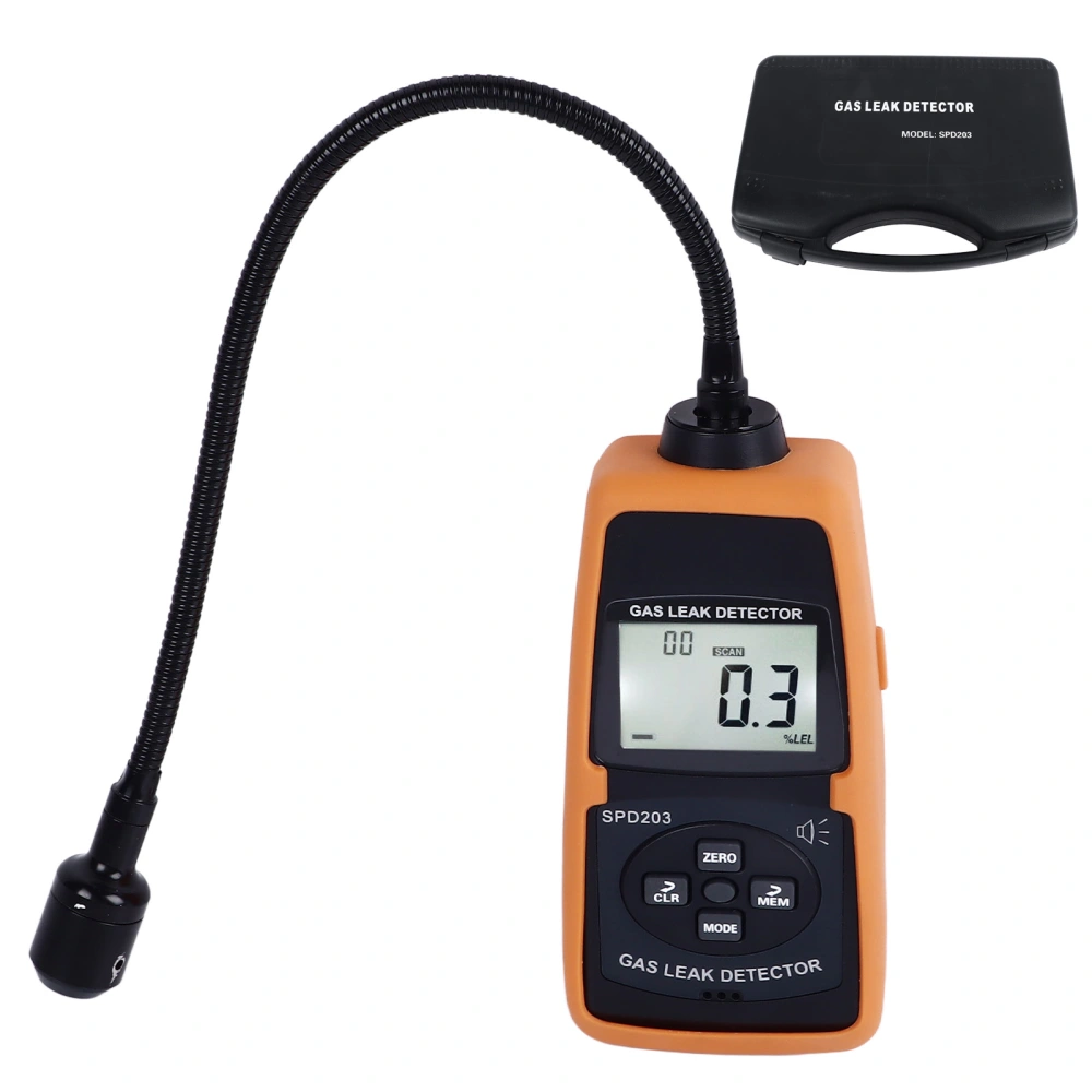 Combustible Gas Leak Detector LCD Digital Gas Leakage Audible Visual Alarm with Flexible Probe SPD203