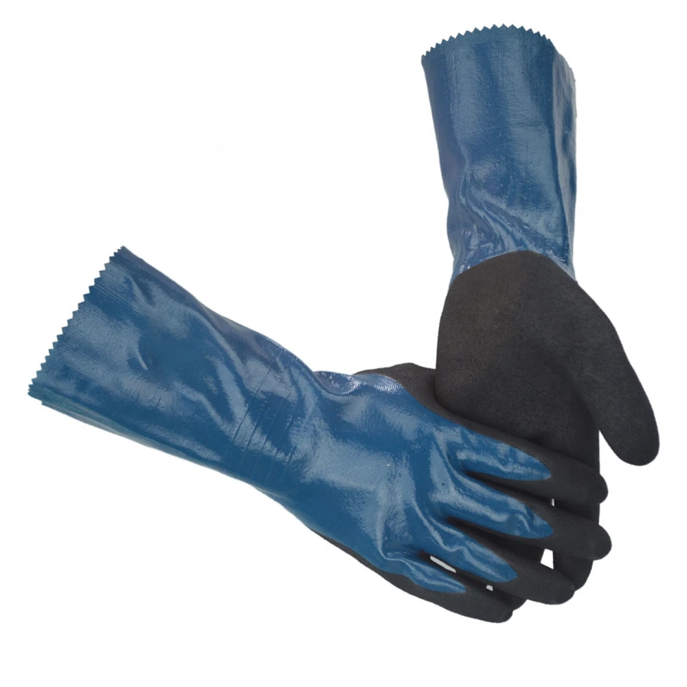 Long Gloves Nitrile Rubber Nylon Gloves Oil and Chemical Resistance Protection Gloves for Repair Work WG‑528L 9