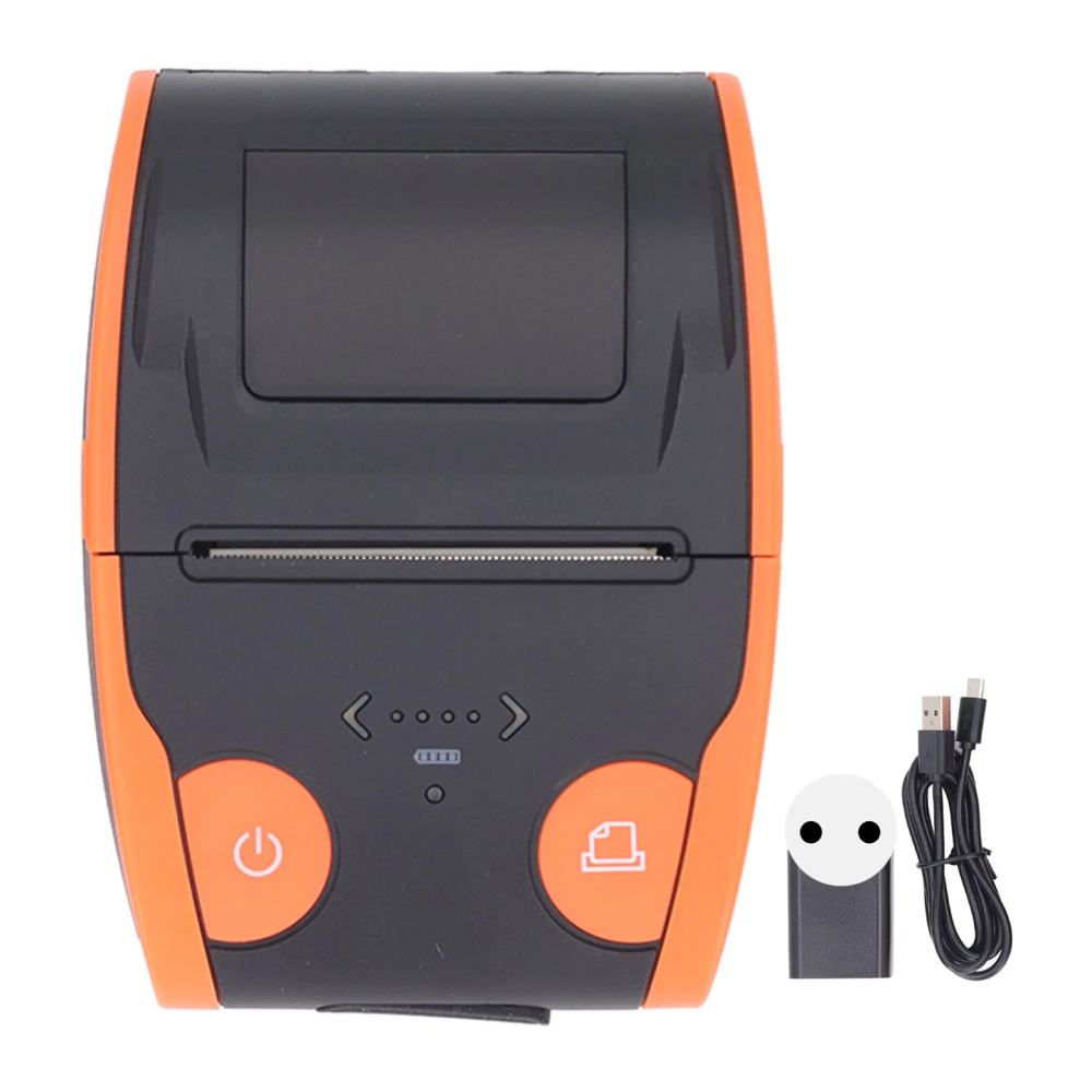 Bluetooth Receipt Printer Portable Mini Thermal Bill POS Pocket Ticket Printer with Power Display AC110‑240V EU Plug