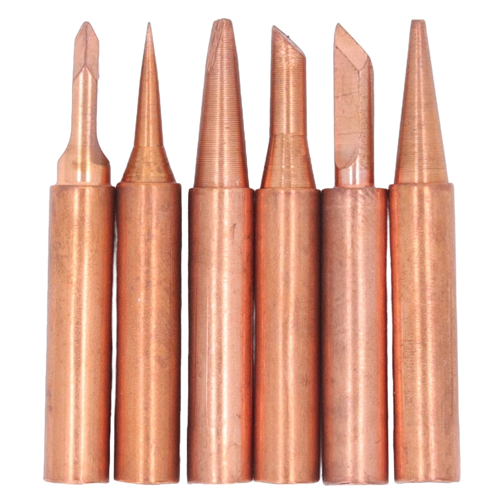 6PCS Soldering Tips Internal Heat 936 Solder Iron Tip Replacement 900M Copper Electric Soldering Heads