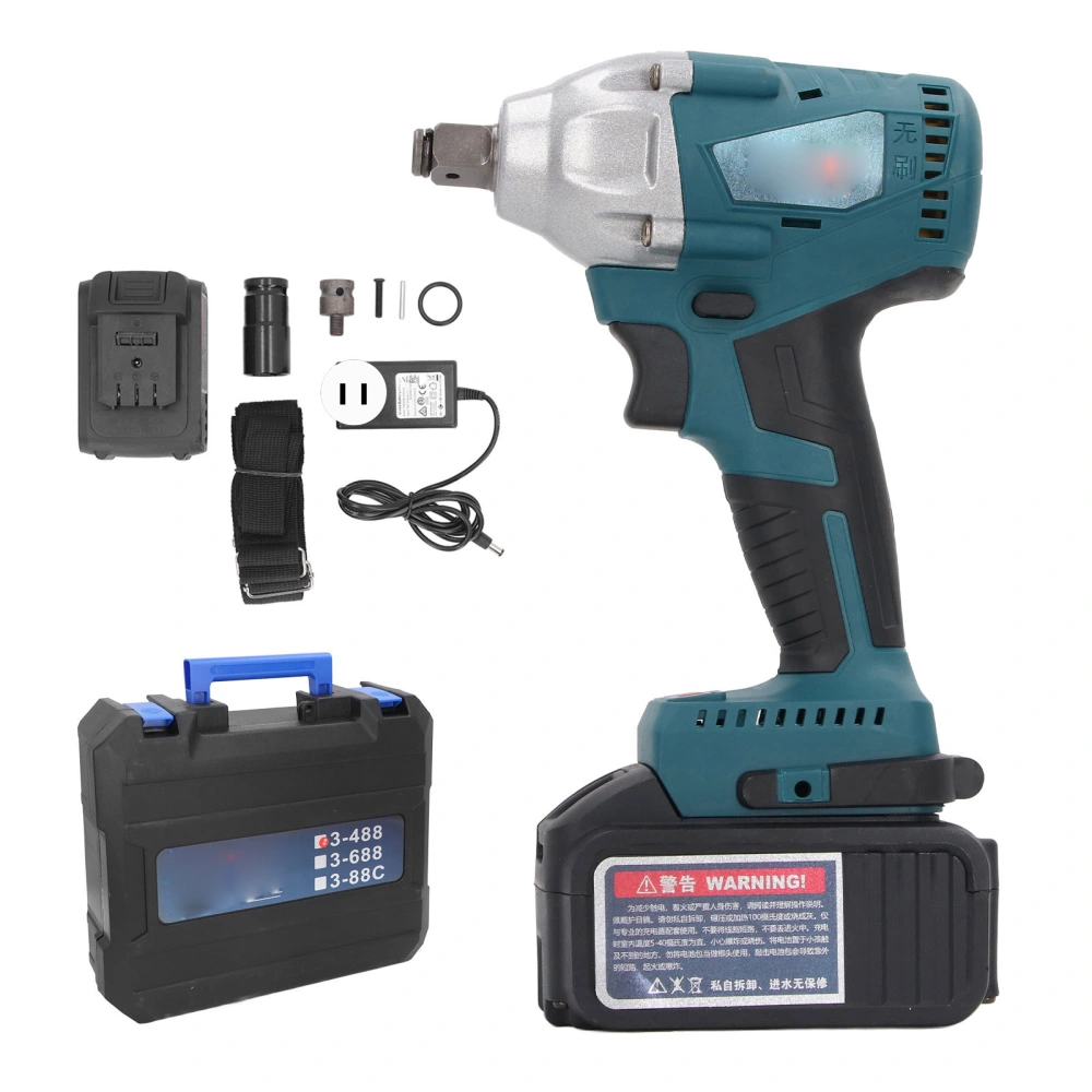 Impact Wrench 2 Gear Adjustable Brushless Lithium Ion Rechargeable Electric Impact Driver AC100 to 240V US Plug