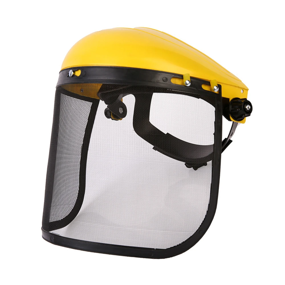 Chainsaw Helmet Sweat Absorption Impact Resistant Adjustable Mesh Face Shield Guard for Gardening Bright Yellow