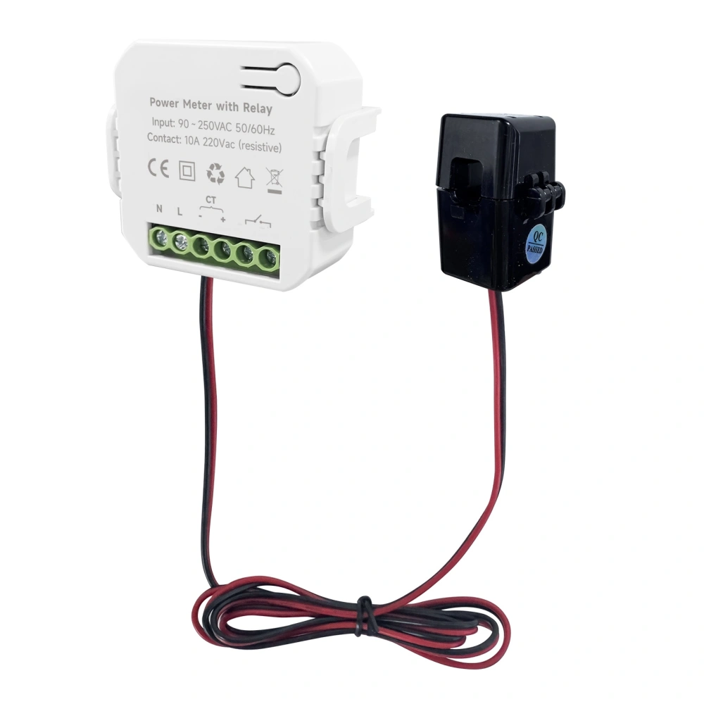 WiFi Smart Energy Meter for Tuya Consumption Monitor Single Phase with Relay 80A CT Current Transformer Clamp 90‑250VAC