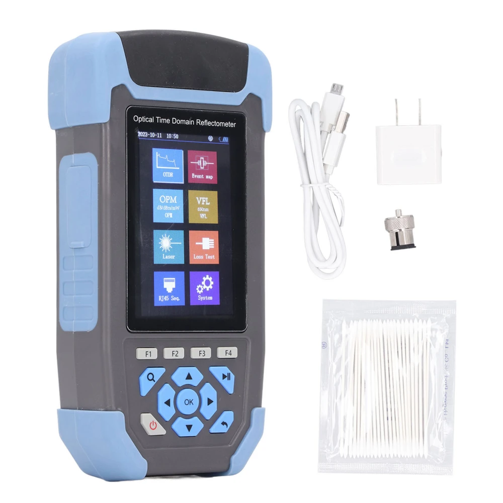 OTDR Tester 3.5 Inch Color LCD Touch Screen 1310nm 1550nm 24dB 22dB Multi Function Fiber Optic Tester 100‑240V US Plug