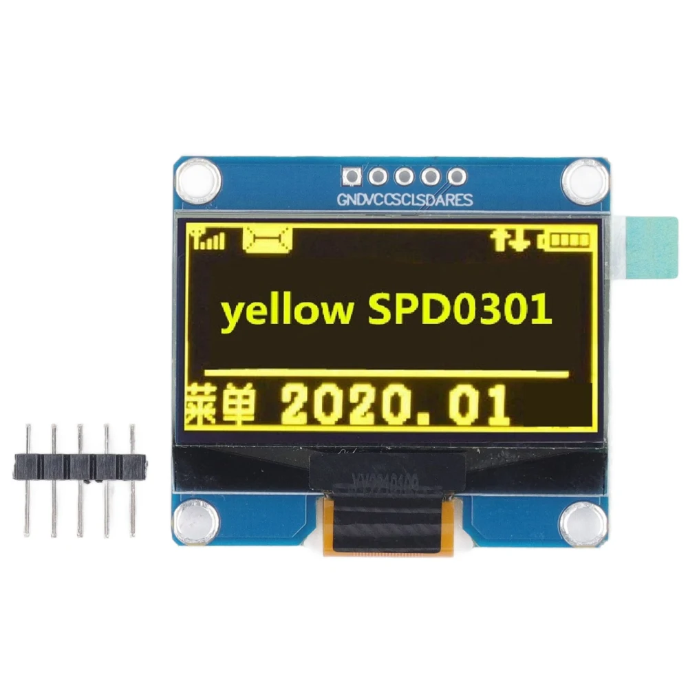 1.54 Inch Display Module 5 Pin IPS SPD0301 IC 128x64 Resolution SPI IIC Interface Organic Light Emitting Diode Module Yellow