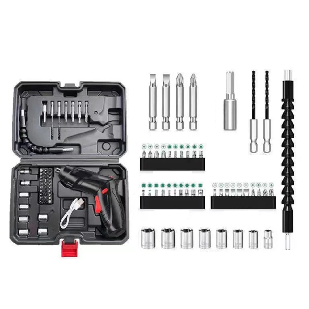 Electric Screwdriver Kit Lightweight Rechargeable Screwdriver with Long and Short Bits for Home Repair Assembly