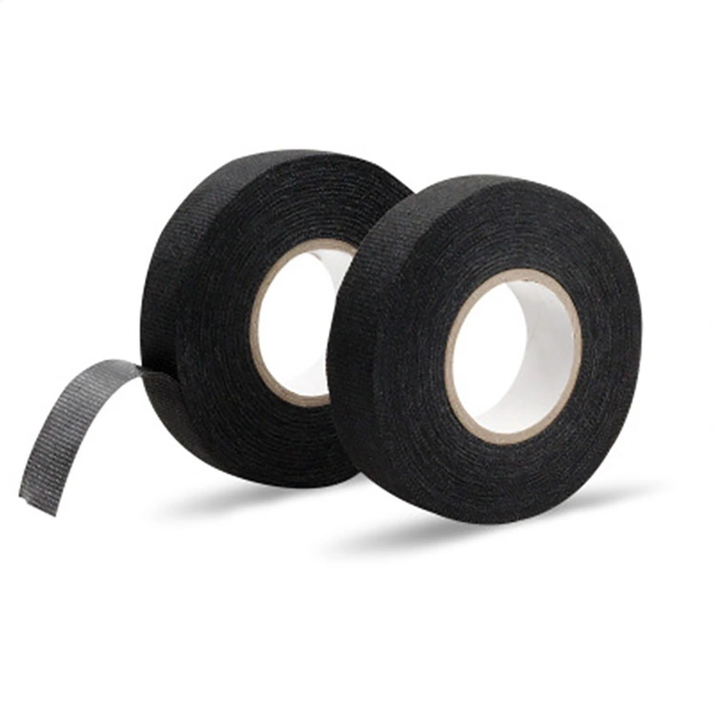 2Pcs Automotive Wiring Harness Tape Easy Tearing Noise Reduction Heat Proof Flexible Fabric Car Multipurpose Tape Black