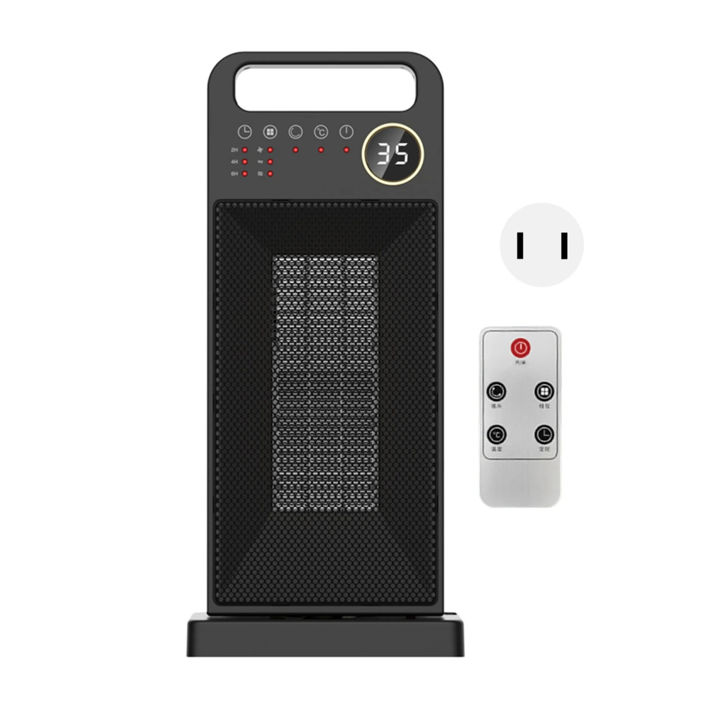 Electric Heater Adjustable Black Touch Screen 120° Rotating Low Noise Vertical Heater with Remote Control for Indoor US Plug 110V