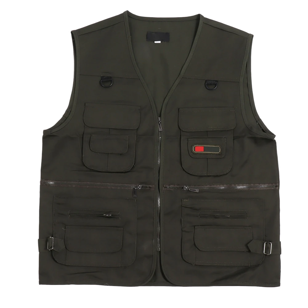 Fishing Vest Waistcoat Multiple Pockets Breathable OD Green Comfortable Vest for Outdoor 2XL