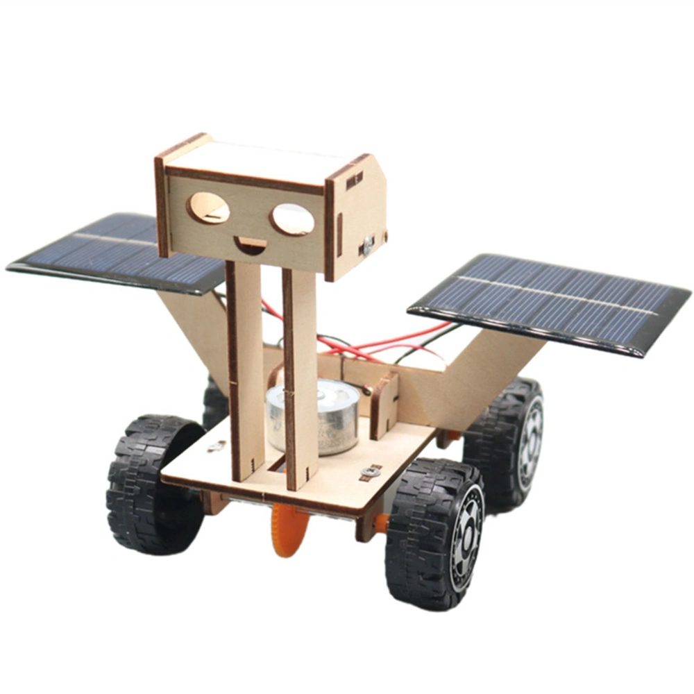 Solar Power Lunar Rover Toy Wooden Puzzle Car Assembly Model Kit for DIY Science Experiment Teaching