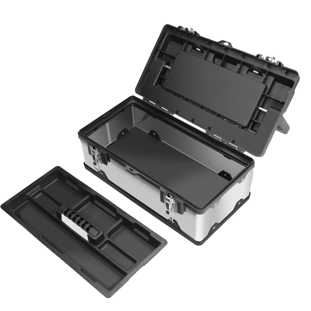 Tool Box 20 Inch Thickened Stainless Steel Lockable Repair Tool Carrying Case with Anti Slip Handle