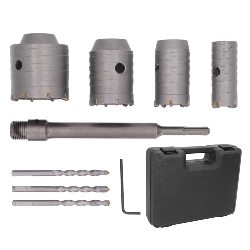 Hole Saw Kit 30mm 40mm 50mm 65mm with 3 Core Drills Carbide Hole Opener Cutter for Concrete Cement Brick Wall