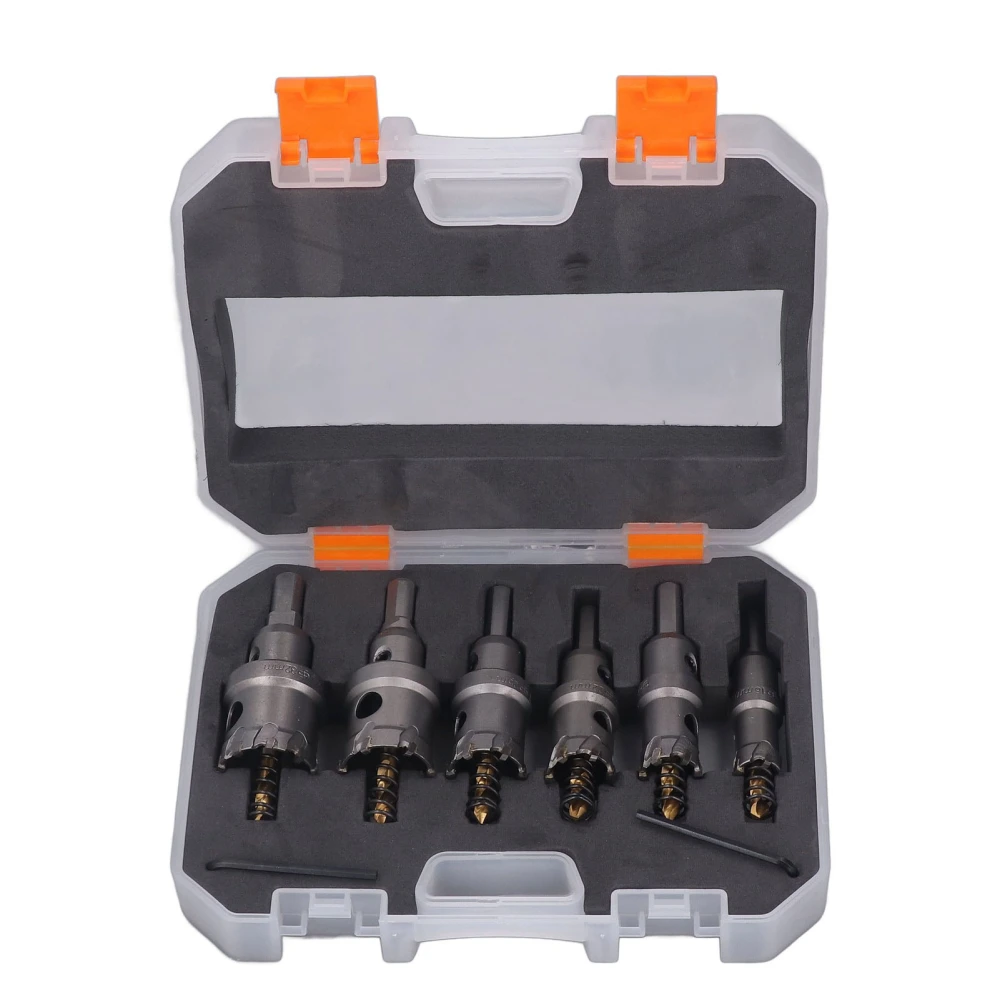 6PCS Set Carbide Hole Saw Kit 16 to 32mm TCT Metal Tipped Hole Cutter Set for Steel Plate Sheet Aluminum Alloy Reaming