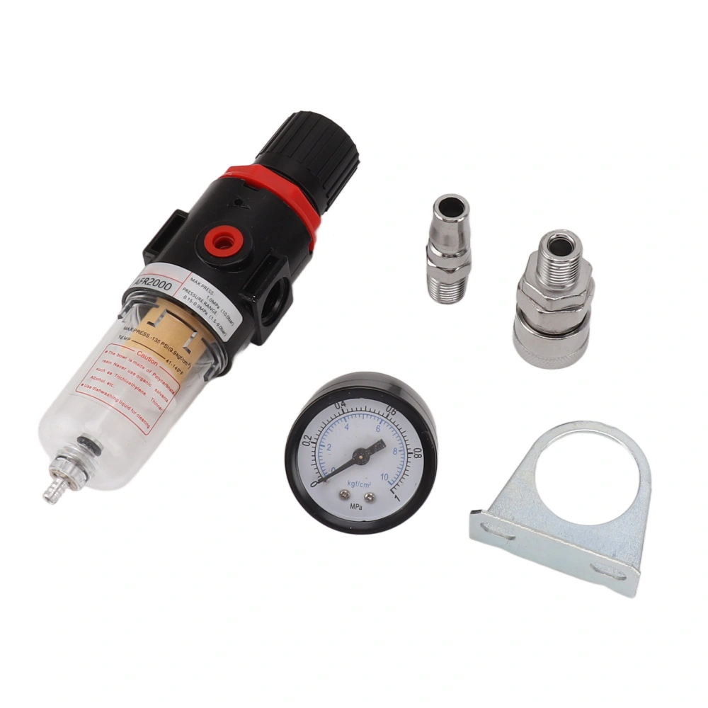 1/4 Inch Oil Water Separator AFR2000 Compressed Air Filter Gas Source Processor with Pressure Gauge