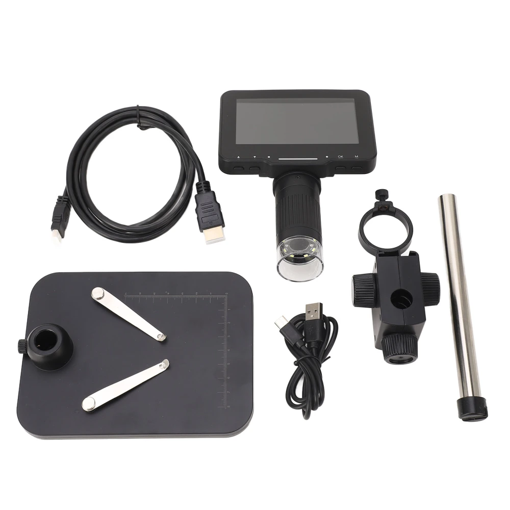 Digital Microscope 4.3in IPS Screen 1000X Inspection Microscope with LED Light for Electronics