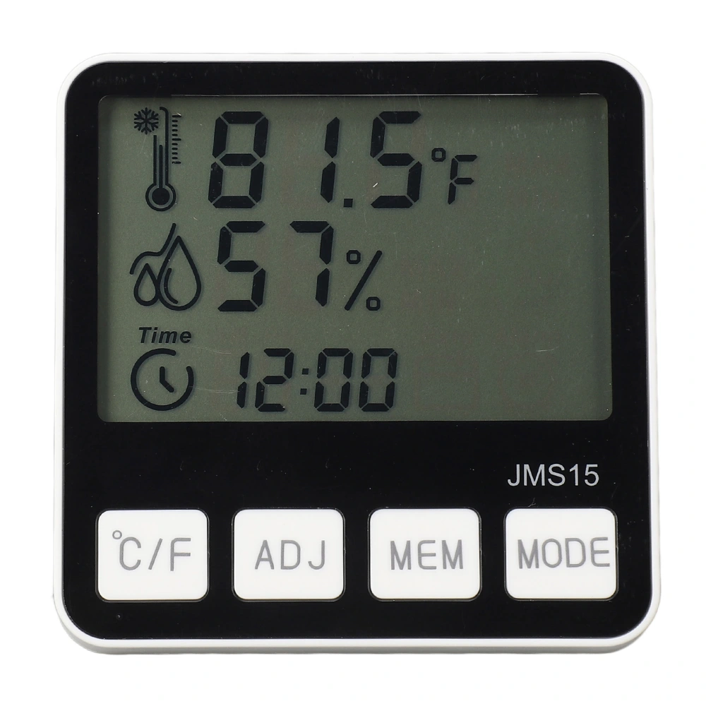 Indoor Hygrometer Thermometer LCD Display Smart Temperature and Humidity Monitor with Alarm Clock Function