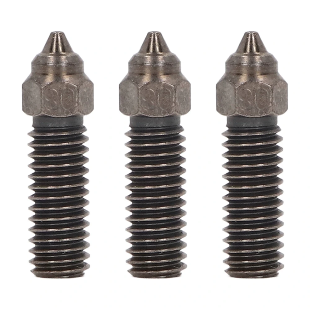 3PCS Hardened Steel Nozzles High Flow Nozzle Kit 3D Printer Extruder Nozzle for Sovol Sv06 Plus 1.75mm Filament 0.8mm