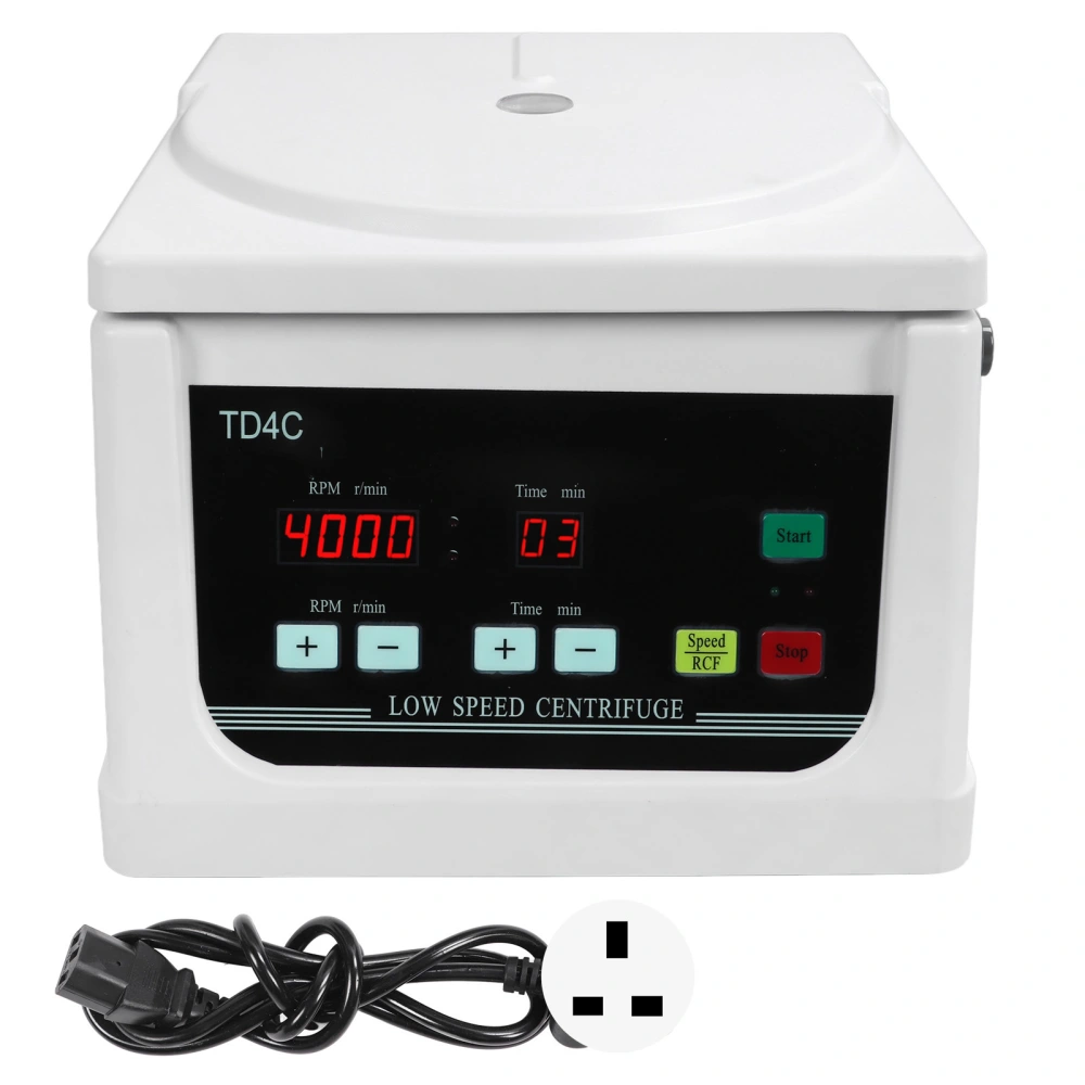 Benchtop Centrifuge 4000r/min 12x15ml Rotor 2200xg Centrifugal Force Low Speed LCD Display Centrifuge with Timer UK Plug 220V