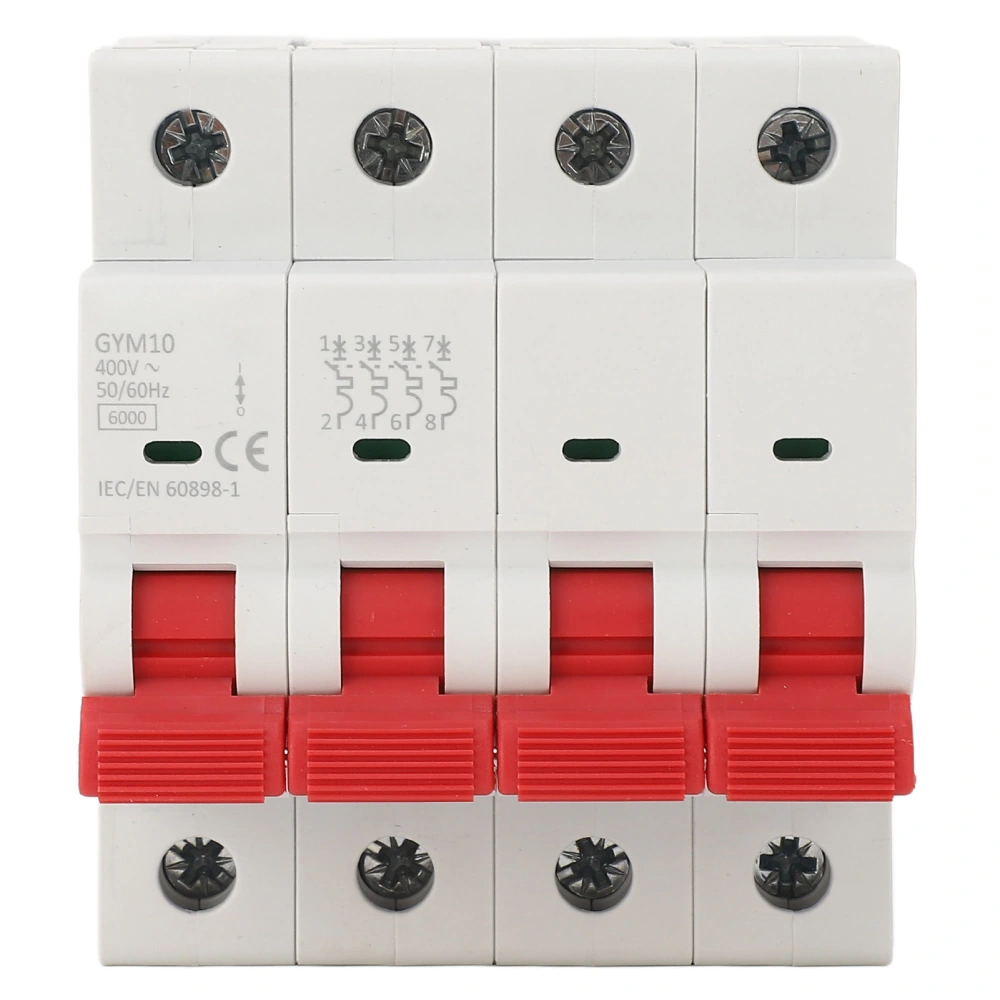 6KA 4P Miniature Circuit Breaker PP Flame Retardant Circuit Breaker for Industrial Commercial Residential 400V 16A