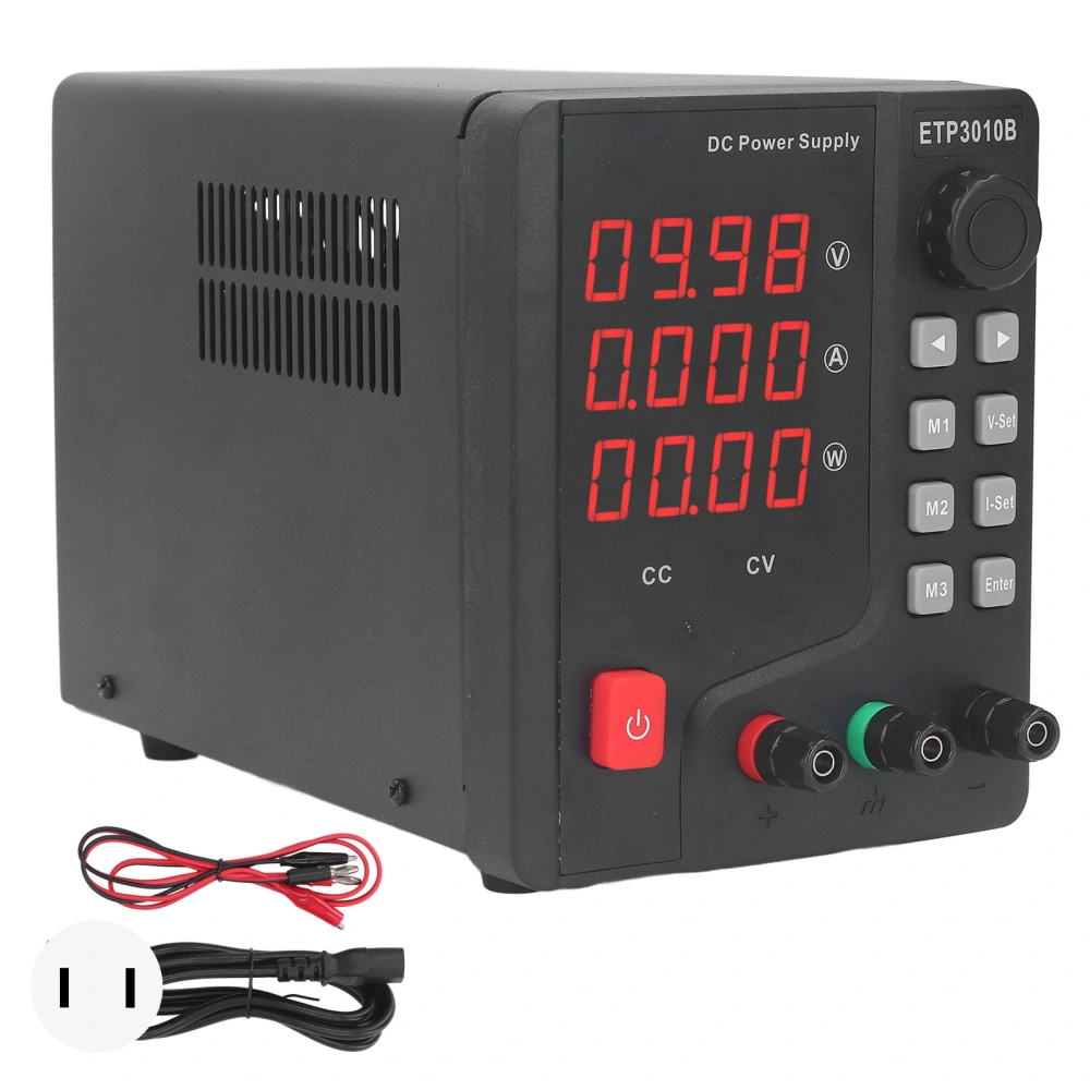 DC Power Supply High Accuracy Encoder 4 Digits LED Regulated Power Supply 0‑30V 0‑10A 300W ETP3010B US Plug 110V