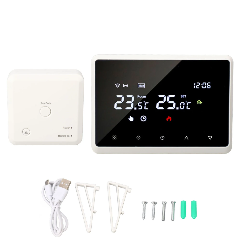 White Smart Thermostat Wall Mount 0.5℃ Accuracy Voice Control Timing Home Thermostat for Household Appliances