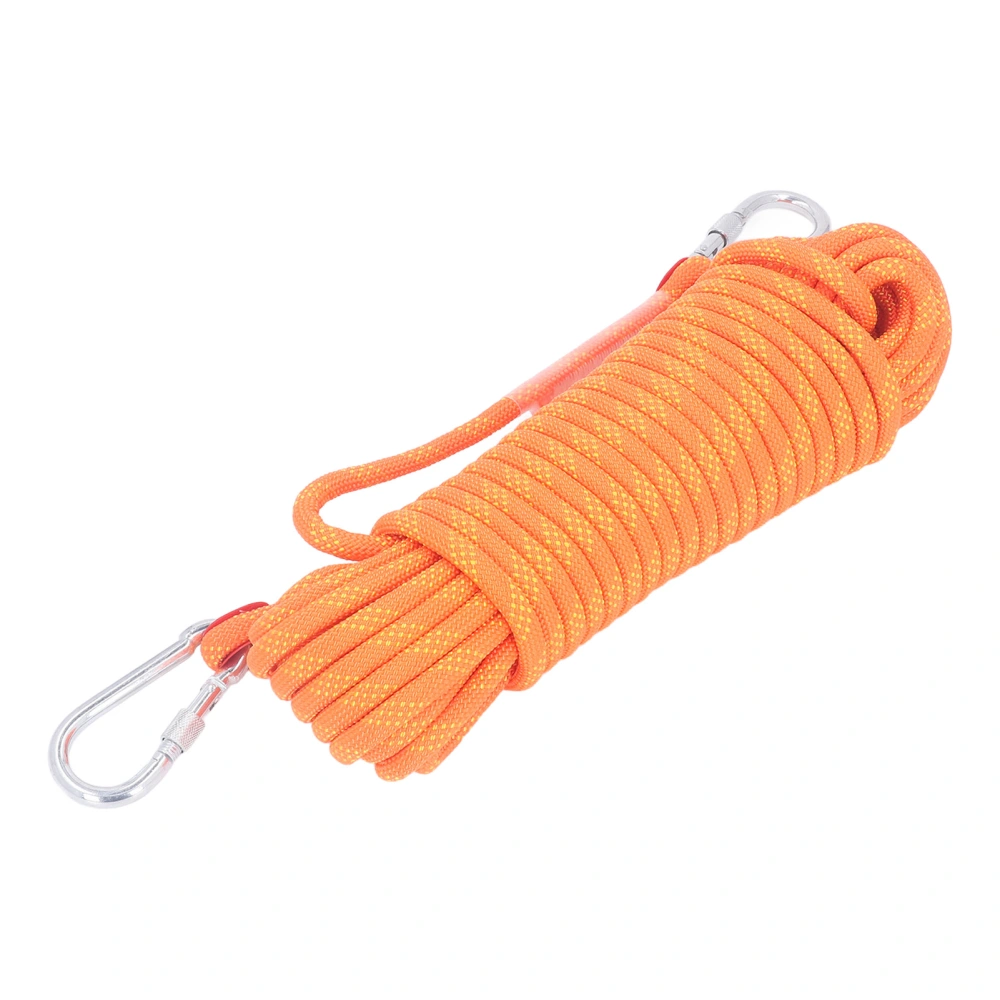 Climbing Rope Outdoor Static Lightweight Portable Strong Safe Protection for Escape 10mm 20m 2 Hook Orange