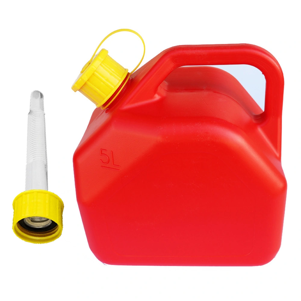 Gas Can 5L 1.3 Gallon ABS Leakage Free Red Portable Gasoline Container with Outlet Pipe