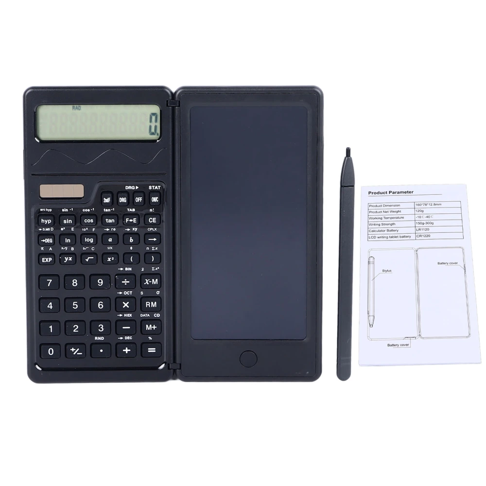 Handwriting Tablet Calculator Smart Foldable Scientific Function Calculator LCD Writing Board for Student Solar and Battery Powered