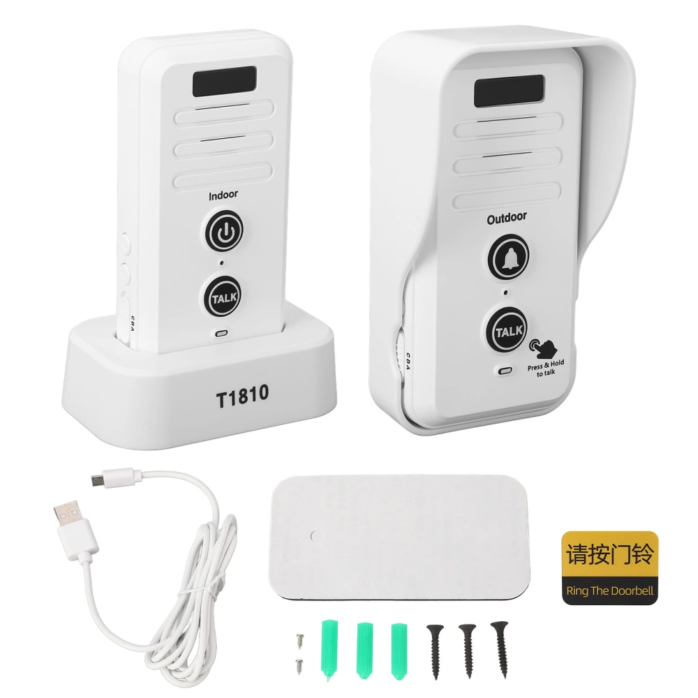 Door Bell Pager 1500M Ultra Long Distance Wireless Vioce Intercom Doorbell Internal External Machine White Built in Battery