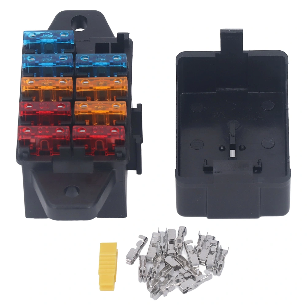 Fuse Box Block Kit 9 Way Blade Fuse Block Panel for Cars Buses Tankers Boats Yachts