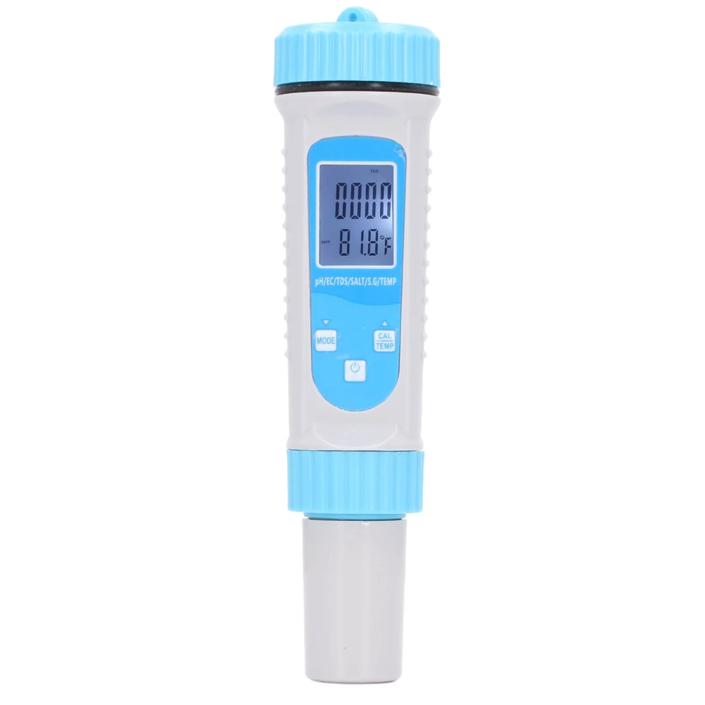 Water Quality Tester 6 in 1 PH EC TDS SALT SG Temperature Bluetooth Monitor for Aquarium Pool